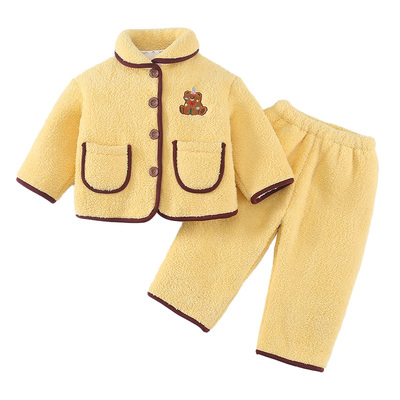 女童加厚睡衣冬季珊瑚绒女孩超厚超暖家居服公主套装儿童宝宝衣服