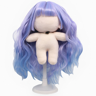 棉花娃娃高温丝假发bjd sd双马尾辫子发片长发套发排diy20cm发饰