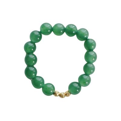 和田玉戒指俄料碧玉18K金串珠