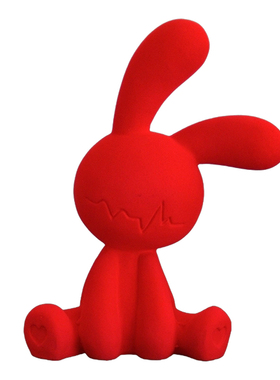 红色坐姿兔子陶瓷摆件小众高级感