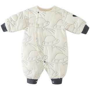 宝宝棉服冬季加厚保暖夹棉婴儿连体衣秋冬初生儿棉袄新生儿衣服