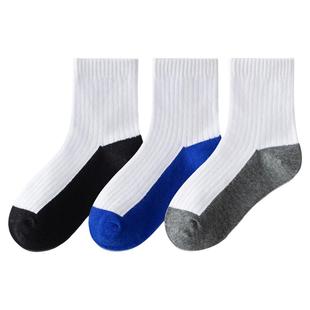 秋冬儿童袜子学生白色中筒袜纯棉AB袜黑底耐脏抗菌运动袜小中大童