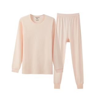 三枪保暖内衣女款纯棉圆领抗静电秋衣秋裤套装中厚半高领打底衫