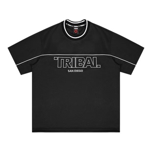 TRIBAL美式hiphop街舞滑板Bboy字母印花街头风速干透气短袖T恤男