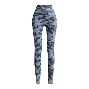 迷彩鲨鱼裤子外穿瑜伽裤女款2025秋冬加绒加厚大码高腰提臀打底裤