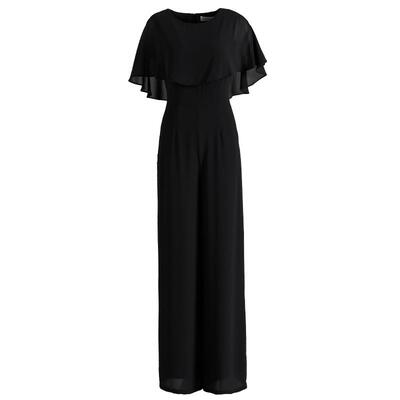 黑色雪纺夏季高腰名媛修身连体裤