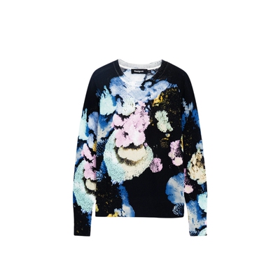 Desigual【LACROIX联名】多色花卉提花长袖女式针织衫