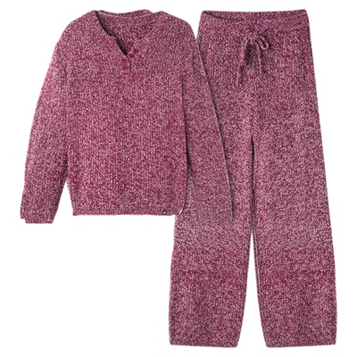 猫人情侣半边绒睡衣秋冬季