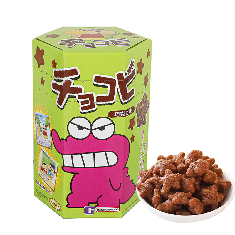泰国进口万代鳄鱼先生蜡笔小新同款巧克力星星饼干解馋零食玉米脆