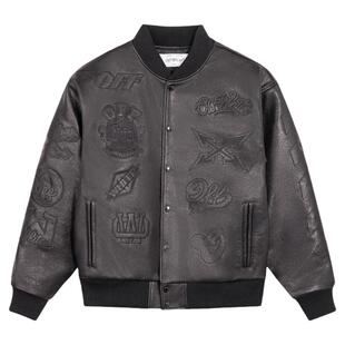 【明星同款】OFF-WHITE™ 情侣装新款棒球服皮衣皮夹克外套