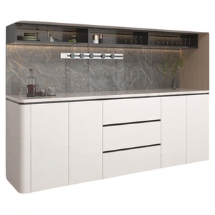 餐边柜贴纸遮丑仿大理石酒柜装饰画岩板高级开放格背板宝格丽改造