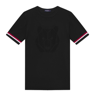 斯密特保罗夏季新款男生短袖T恤潮牌休闲黑色半袖圆领体恤打底衫