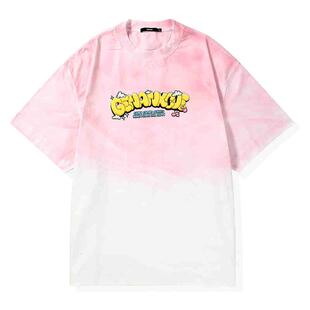 GENANX闪电潮牌夏季T恤陈奕恒同款渐变潮流休闲可爱印花男女短袖