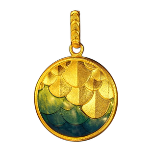 老庙黄金古法鸿运升升护身鳞黄金项链神韵龙鳞珐琅足金中国风传承