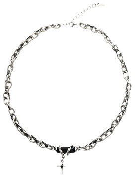 星体缠绕黑钻项链男女潮高级感高街嘻哈钛钢锁骨链痞帅小众设计