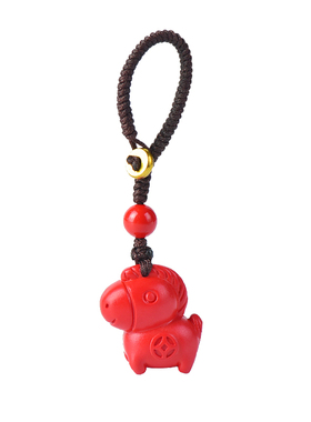 朱砂生肖马年马上有钱钥匙扣挂件