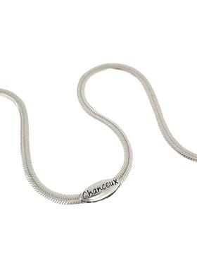 古罗珠宝925纯银饰品扁蛇骨链