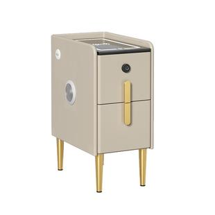 三梦2024新款超窄智能床头柜实木轻奢高级感简约现代小型极窄带锁