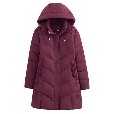 新款棉衣中长款妈妈冬装修身显瘦