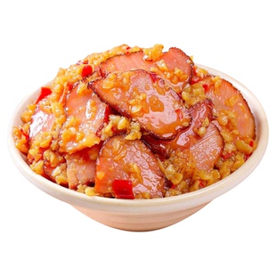 香辣蒜蓉腊肉酱下饭菜湖南特产味道瘦腊肉剁辣椒拌饭版面方便速食