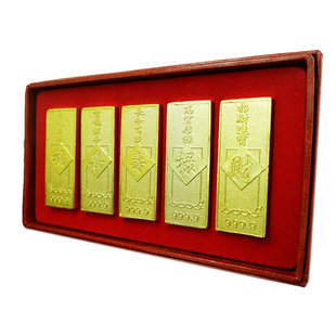 仿真金条招财吉祥物摆件 福禄寿喜财合金镀金砖 聚宝盆聚旺财摆件