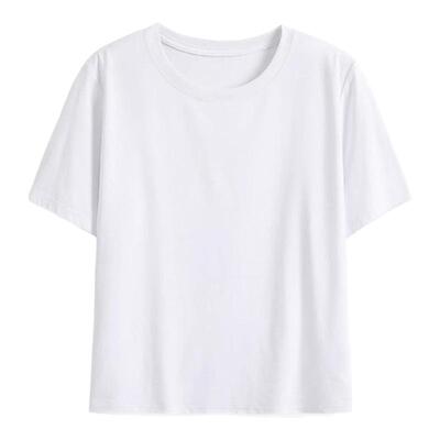 纯色正肩女t恤短袖夏季短款上衣