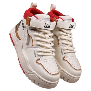 Lee鞋子男鞋2026新款厚底高帮鞋春季加绒增高小白鞋运动休闲板鞋
