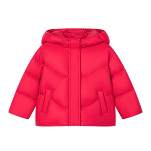 笛莎童装女童羽绒服冬季新款儿童女孩宝宝幼小童加厚短款外套红色
