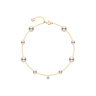 HELAS赫拉有核淡水珍珠繁星手链培育钻14K金流动系列光影珍珠手链