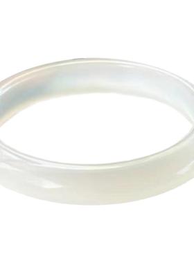 纯天然正品高冰种冰透白月光马料玛瑙玉髓窄条小圈口女款玉手镯子