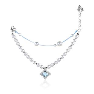 现货·未蓝·四叶草珍珠海蓝925纯银手链女轻奢风高级感手饰