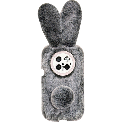 lizardhill 秋冬毛绒灰兔适用华为mate70pro+手机壳新款mate60女pura80pro斜挎可背带挂绳挂脖pura70全包防摔