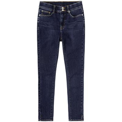 Lee紧身高腰窄脚深蓝色女牛仔裤