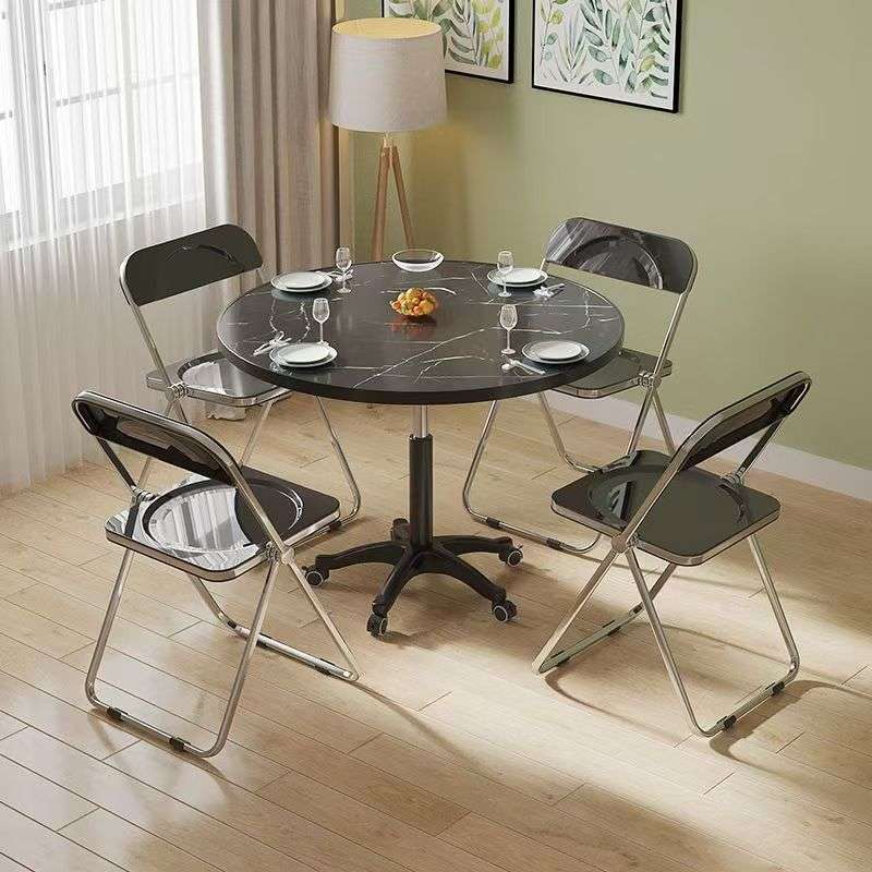 简约带滑轮圆桌可升降边沙发床头小桌接待小桌阳台洽谈家用桌休闲