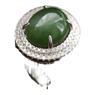 925银和田碧玉戒指女民族风高级感轻奢小众新中式国风开口戒简约