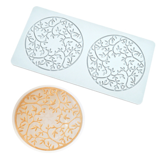 树叶花纹翻糖蕾丝垫镂空意境菜分子料理装饰硅胶模具西餐脆片磨具