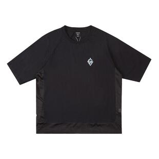 韦恩泽维尔大码重磅纯棉拼接T恤男短袖日系加肥加大宽松半袖8768