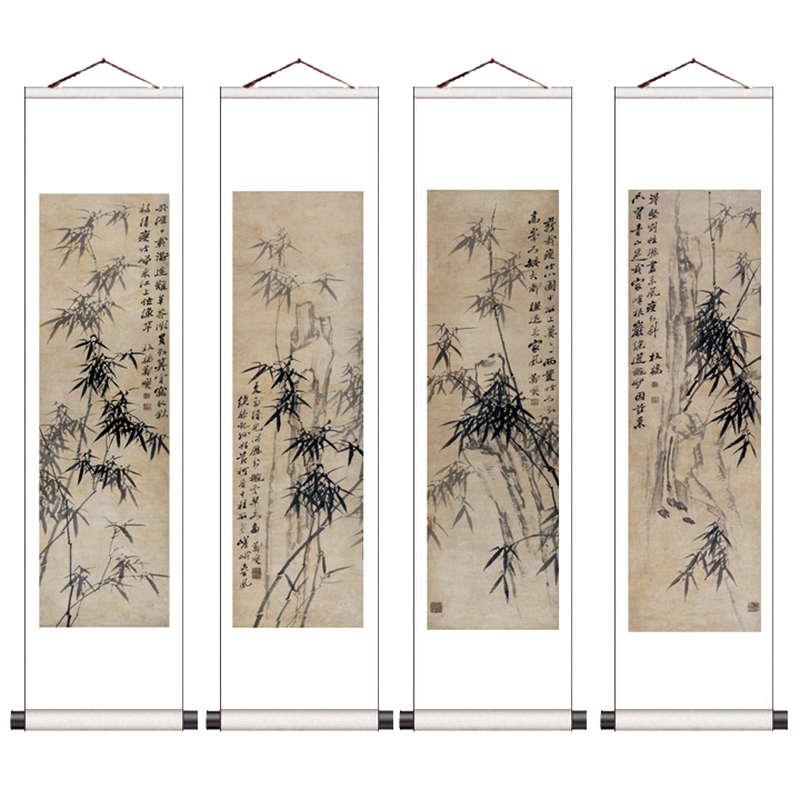 郑板桥卷轴画仿古国画竹子字画