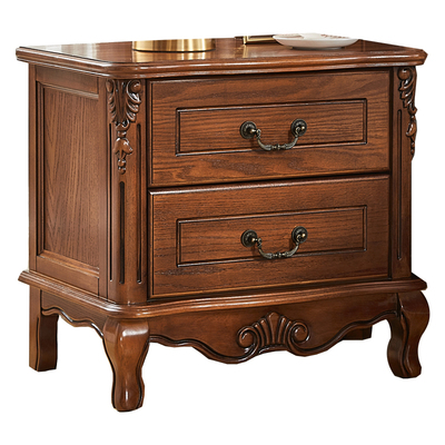 美式实木雕花床头柜收纳家用卧室