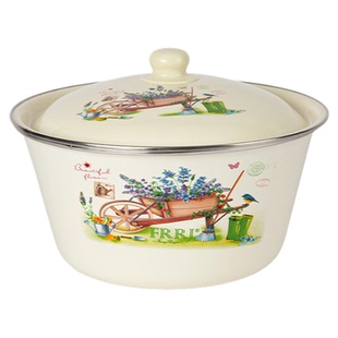 加厚食品级搪瓷盆猪油罐家用带盖和面专用盆老式大汤碗备菜蒸菜碗