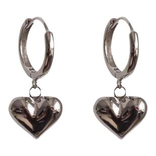 温婉初恋s925通体纯银心形耳扣立体爱心韩版短款耳环女耳坠202425