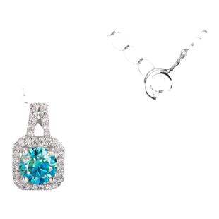 右手等待公主方包马尔代夫蓝1克拉莫桑石S925银日韩项链吊坠女