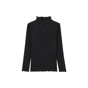 三枪打底女花边浄呼吸半高领线衣保暖上衣女打底衫23874