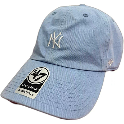 47Brand刘浩存同款天蓝色NY可调节棒球帽软顶水洗复古做旧鸭舌帽