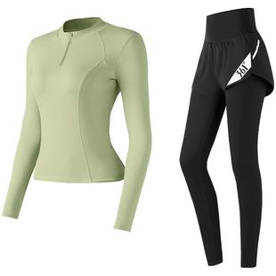 361跑步女运动套装春秋健身服半拉链训练服瑜伽服女士专业晨跑服