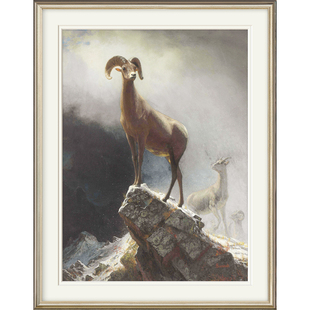 领头羊美式装饰画入户玄关过道轻奢高山动物挂画客厅高级感落地画
