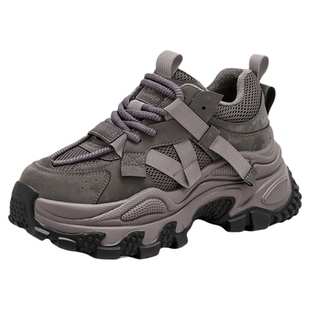 千百度厚底加绒老爹鞋女冬季2025新款百搭增高休闲鞋户外运动鞋女