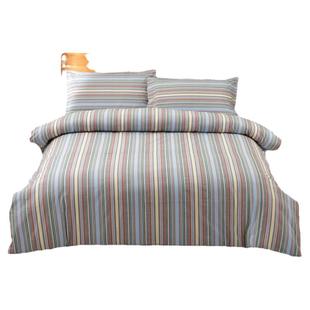 纯棉老粗布四件套全棉加厚亲肤保暖被套床单式条纹1.8m双人床冬季