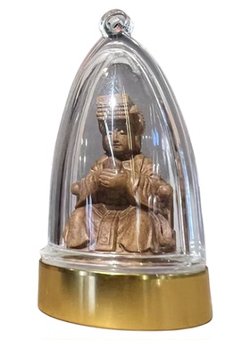 微雕妈祖挂件透明罩神像海神挂饰小号吊坠木雕球形罩微型雕刻人物