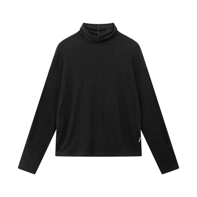 FUNKYFUN 磨毛柔软亲肤保暖宽松休闲小高领纯色打底T恤